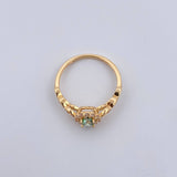 Halo Ring 1.75gr / T5 1/4 / White Zircons Yellow Green Gold 18K $