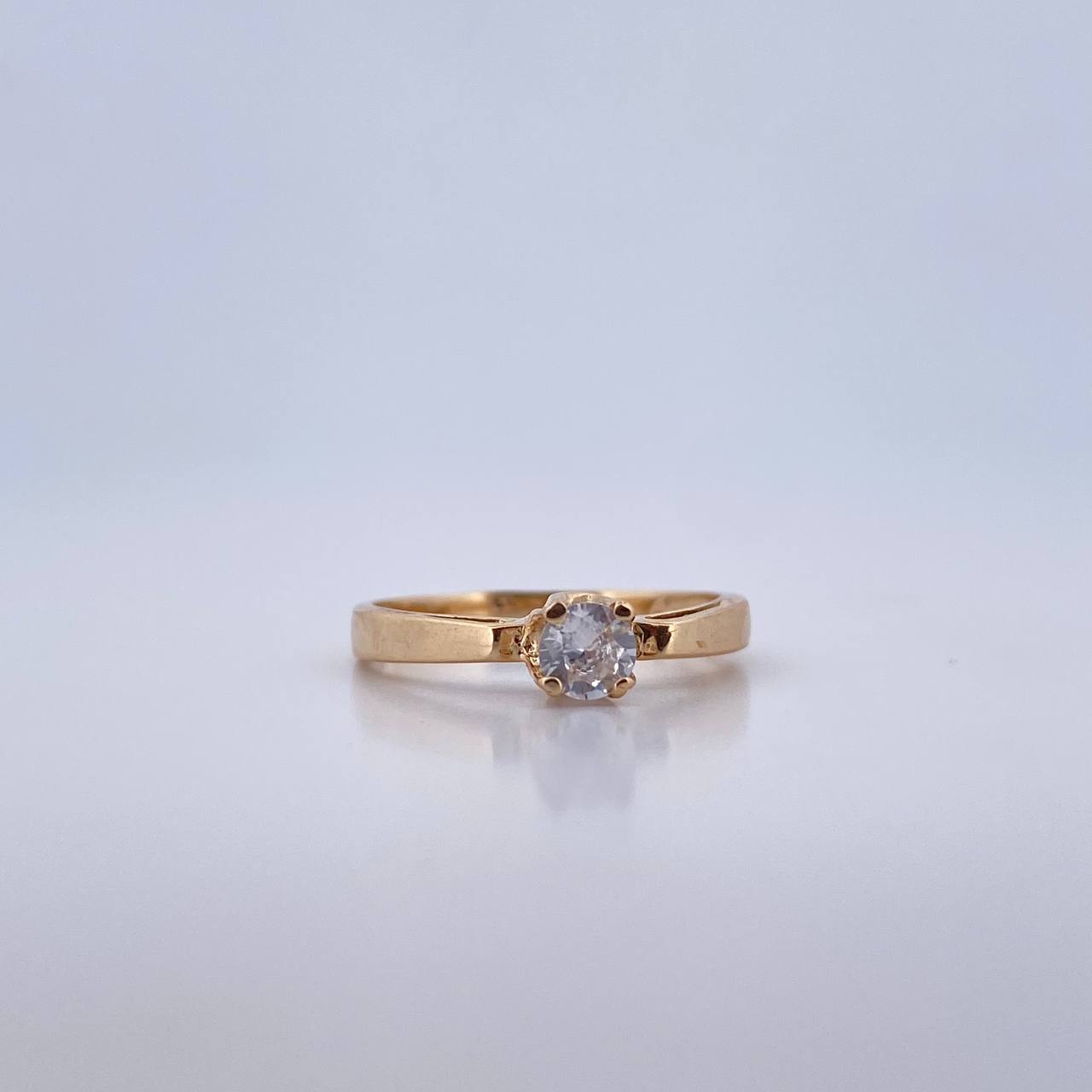 Anillo Solitario 1.9gr / T7 / Circon Blanco Oro Amarillo 18K $