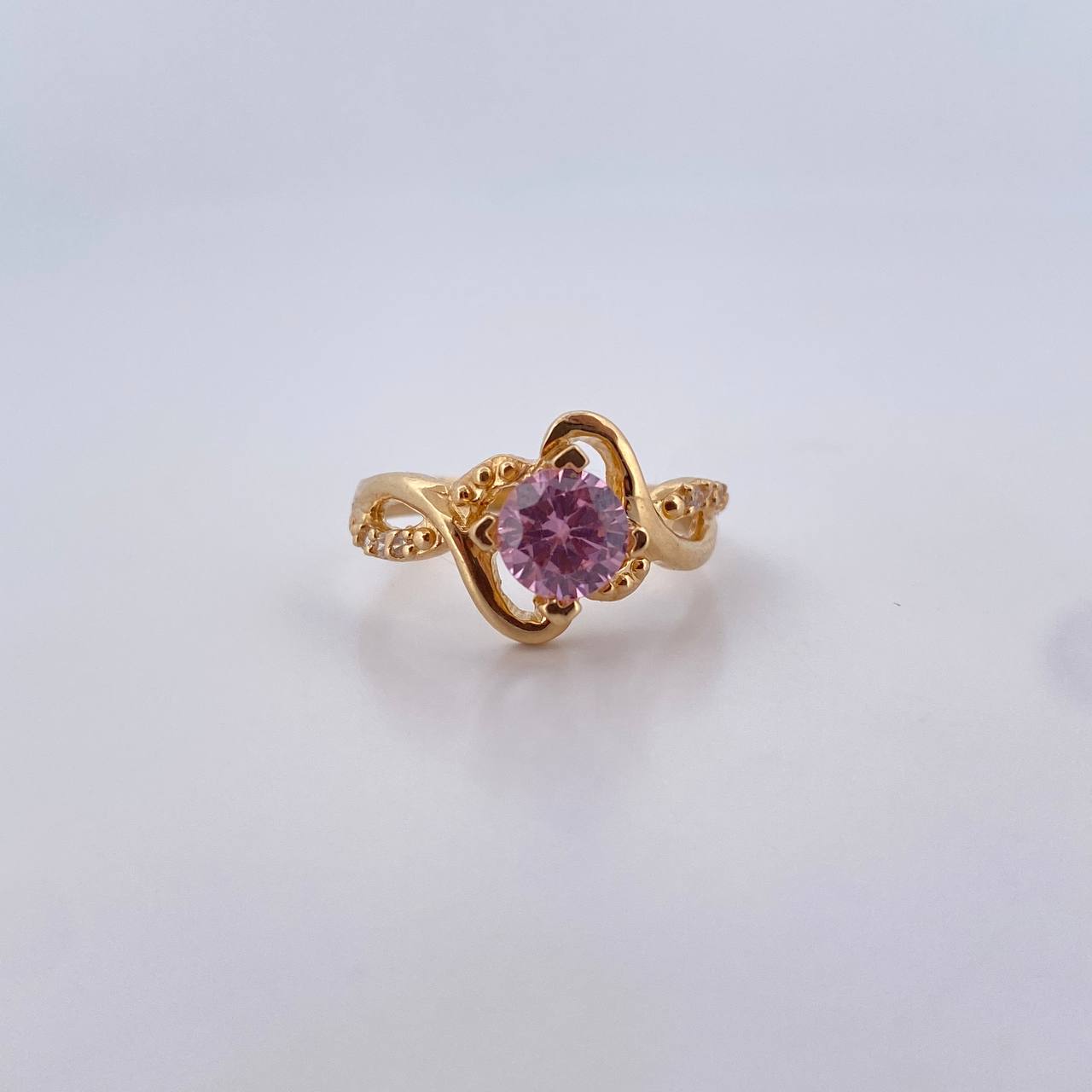 Anillo Solitario Corazon Cruzado 4.052gr / T5 3/4 / Circones Blanco Rosado Oro Amarillo 18K $