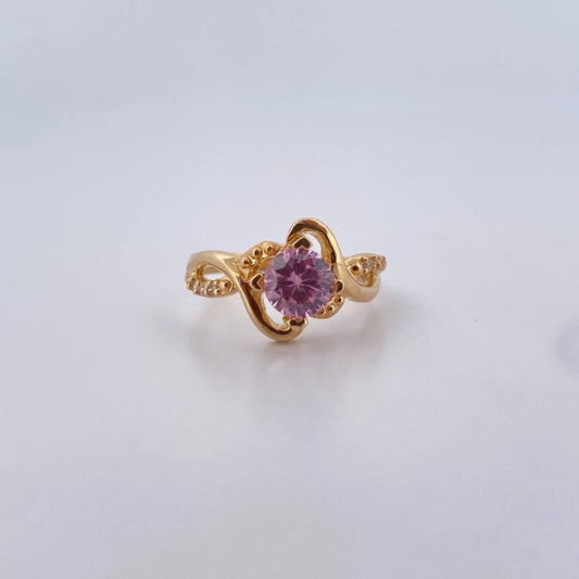 Anillo Solitario Corazon Cruzado 4.052gr / T5 3/4 / Circones Blanco Rosado Oro Amarillo 18K $