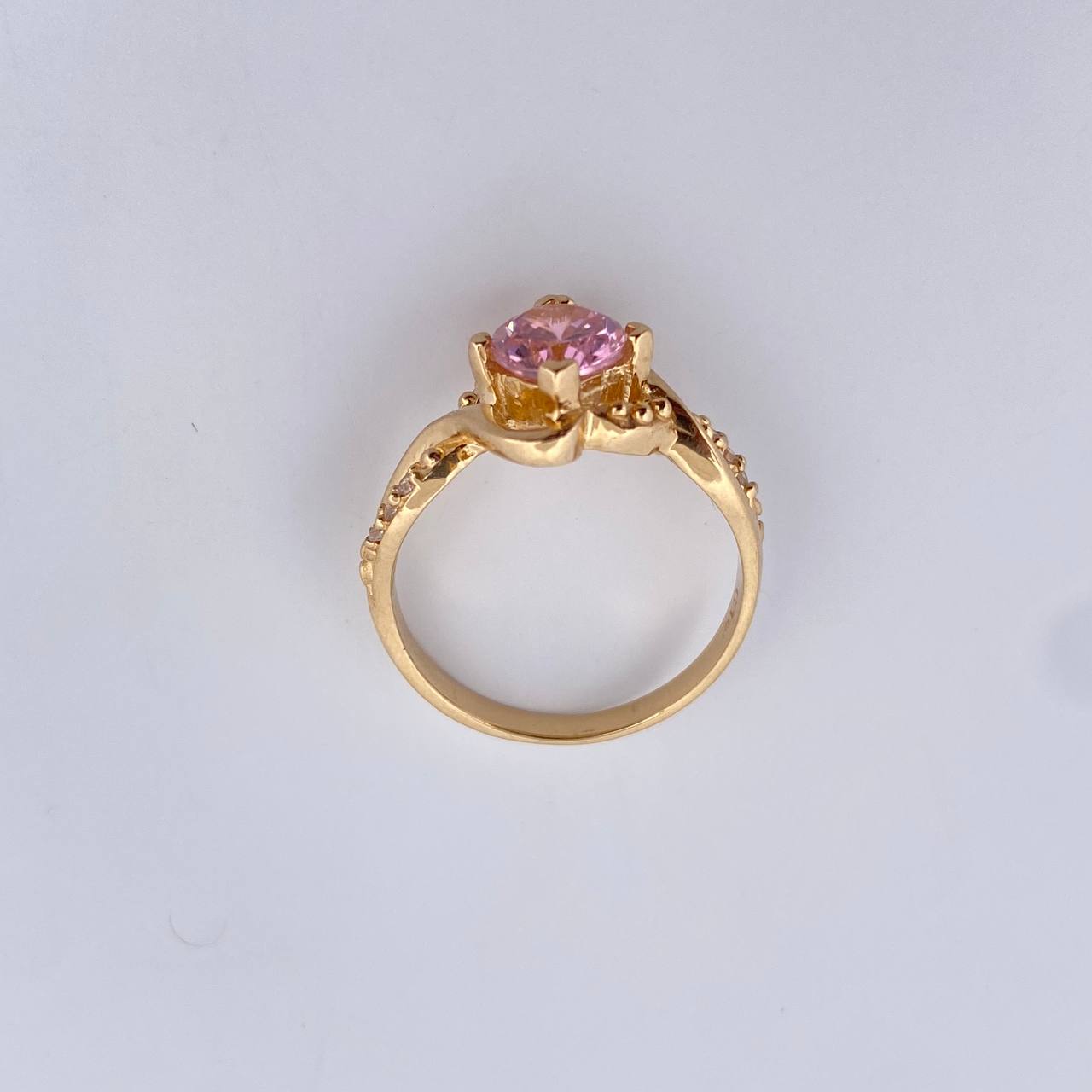 Anillo Solitario Corazon Cruzado 4.052gr / T5 3/4 / Circones Blanco Rosado Oro Amarillo 18K $