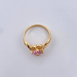 Anillo Solitario Corazon Cruzado 4.052gr / T5 3/4 / Circones Blanco Rosado Oro Amarillo 18K $