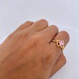 Anillo Solitario Corazon Cruzado 4.052gr / T5 3/4 / Circones Blanco Rosado Oro Amarillo 18K $
