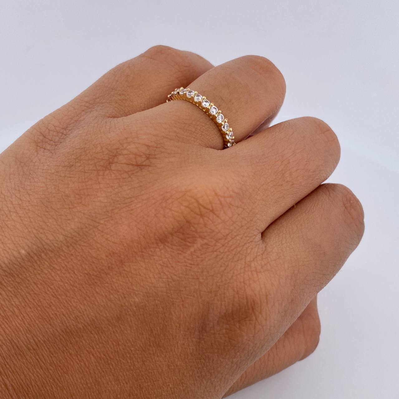 Churumbela Ring 1.8gr / Size 5 / White Zircons 18K Yellow Gold $