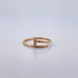 Anillo Clavo 1.25gr / T5 3/4 / Circones Blancos Oro Amarillo 18K $