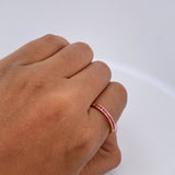 Ring Band 2gr / Size 7 3/4 / Fuchsia Zircons 18K Yellow Gold $