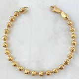 Pulso Militar 16.45gr / 21.5cm / 5.7mm Bolas Diamantadas Oro Amarillo 18K *