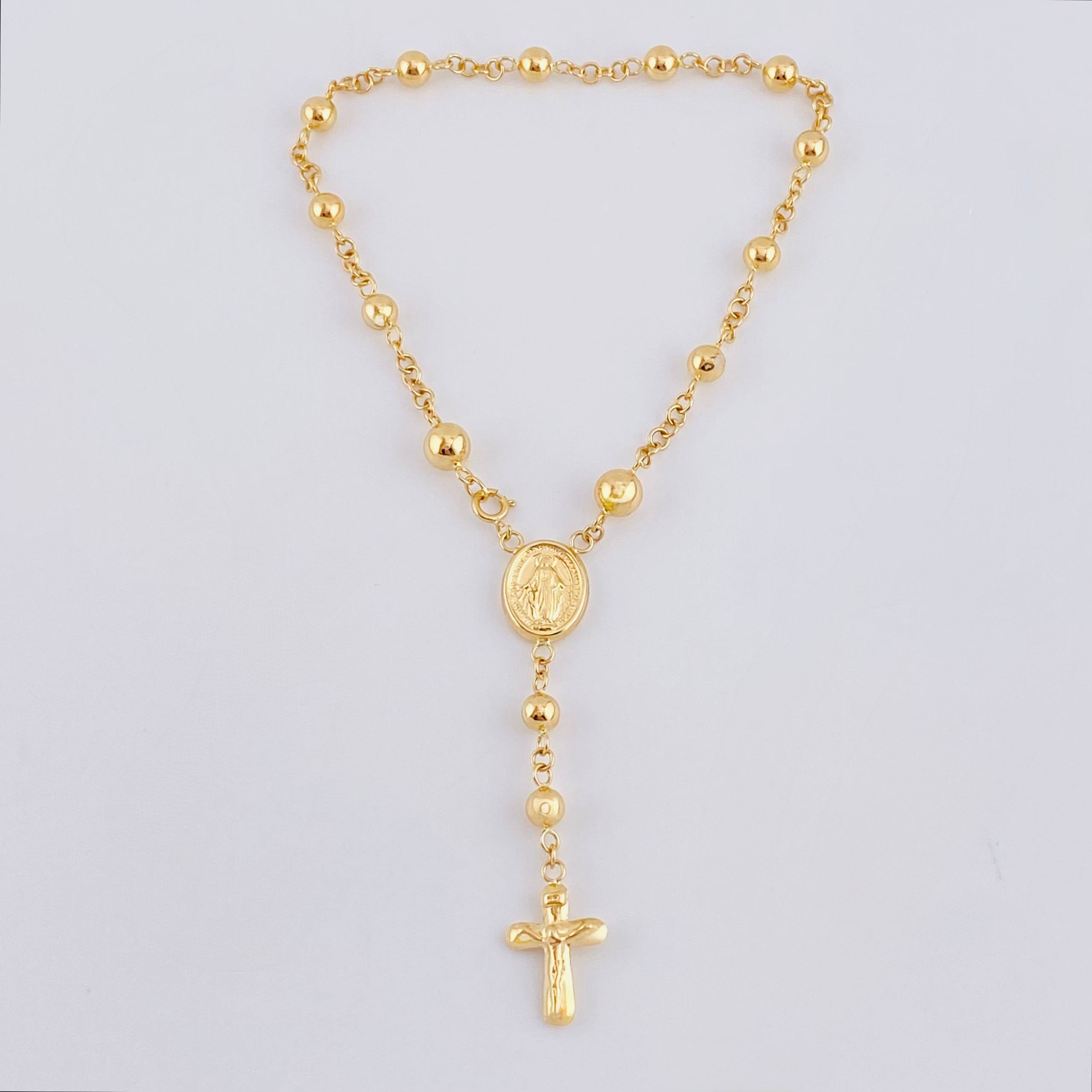 Bracelet Denario Miraculous Virgin 3.45gr / 7 in / 3.9mm 18K Yellow Gold *