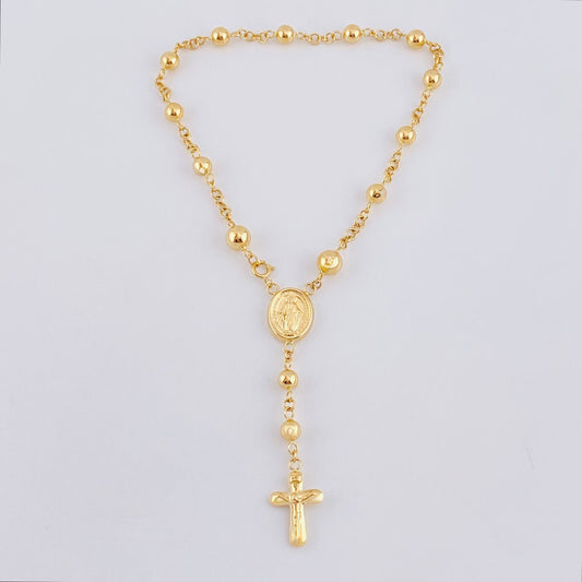 Pulso Denario Virgen Milagrosa 3.55gr / 7 in / 3.85mm Oro Amarillo 18K
