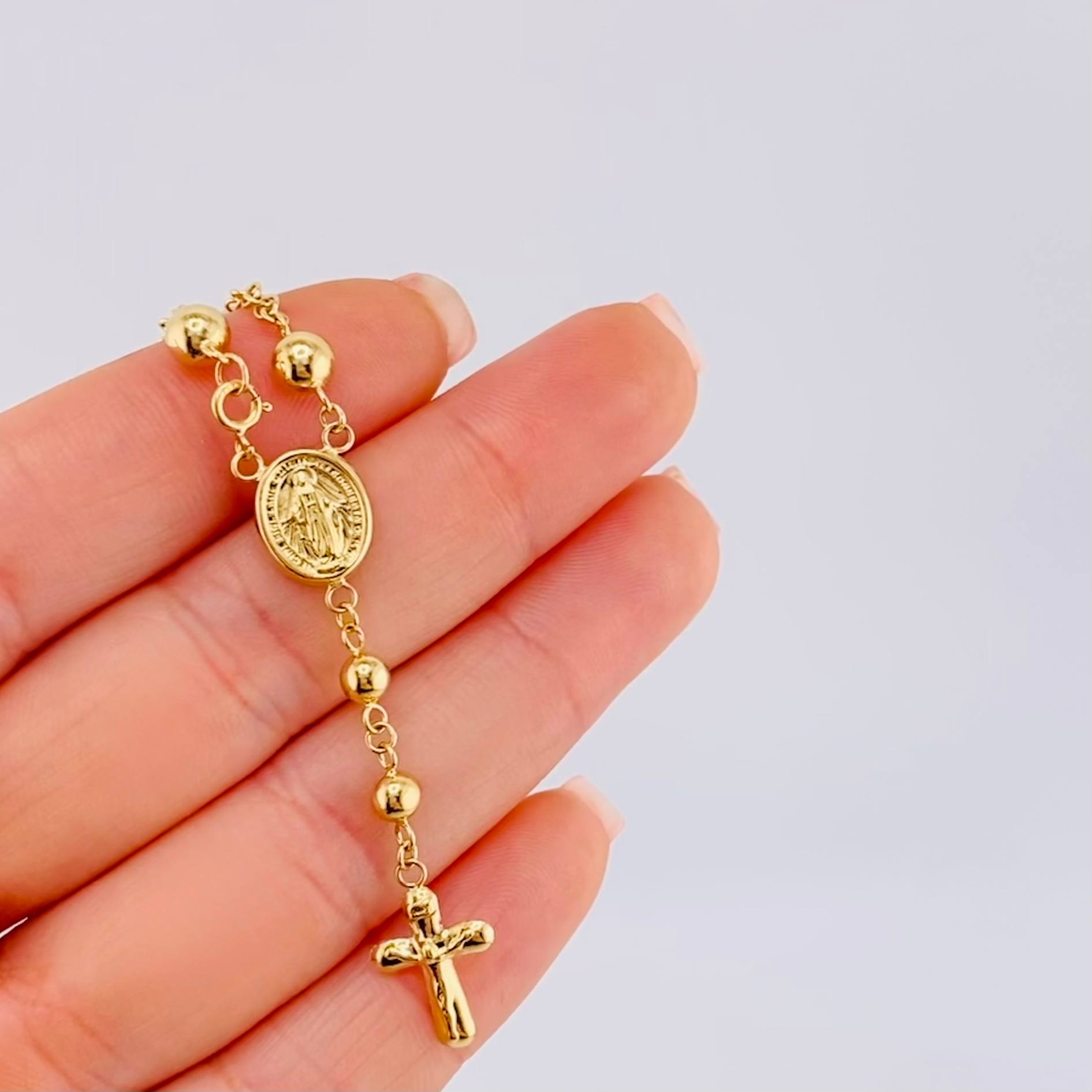 Pulso Denario Virgen Milagrosa 3.6gr / 7 3/4 in / 3.95mm Oro Amarillo 18K ©