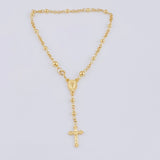 Tobillera Denario Virgen Milagrosa Cruz Cristo 3.85gr / 9 1/2 in / 3mm - 4mm Oro Amarillo 18K ©