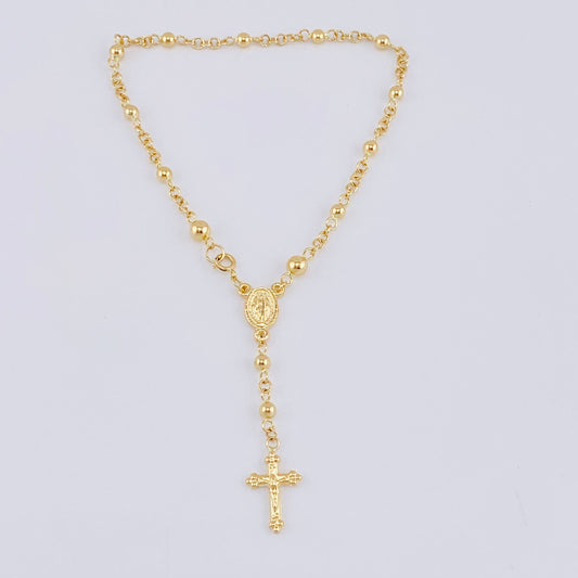 Pulso Denario Virgen Milagrosa 3.25gr / 7 1/4 in / 2.95mm Oro Amarillo 18K