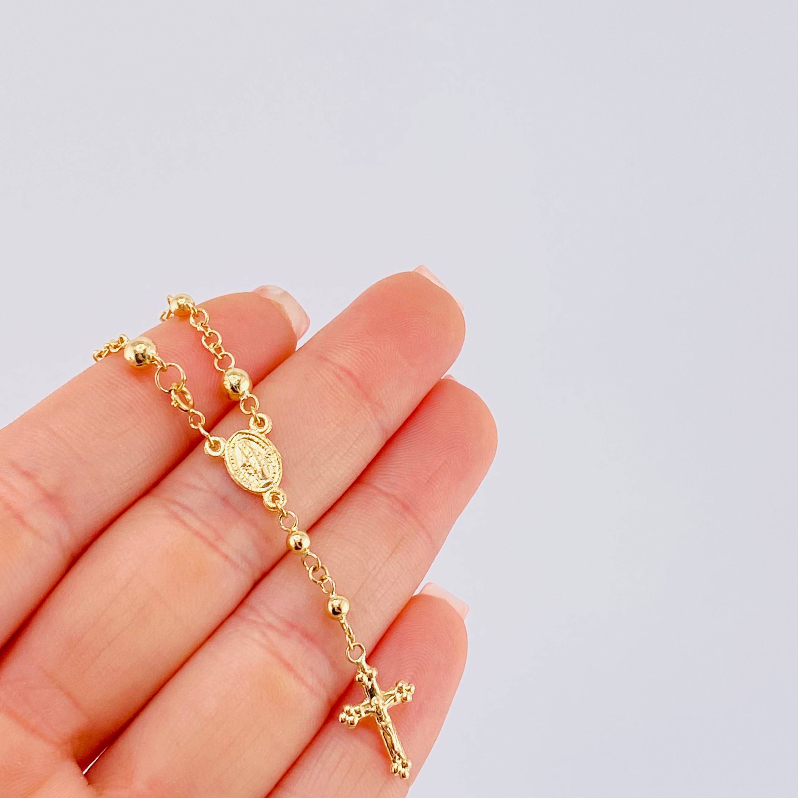 Pulso Denario Virgen Milagrosa 2.9gr / 6 1/2 in / 2.9mm Oro Amarillo 18K *