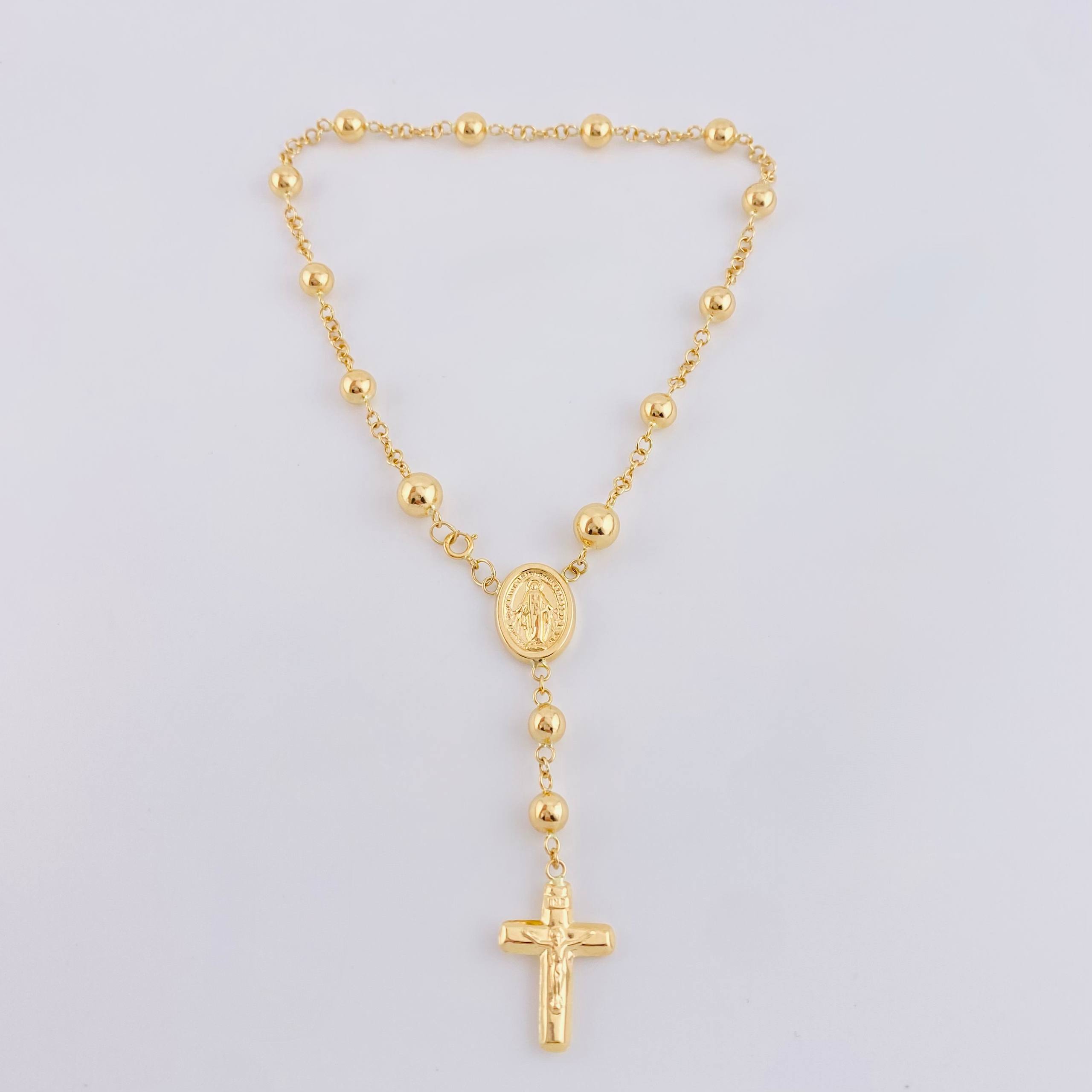 Tobillera Denario Virgen Milagrosa 5.1gr / 9 in / 4.7mm Oro Amarillo 18K *