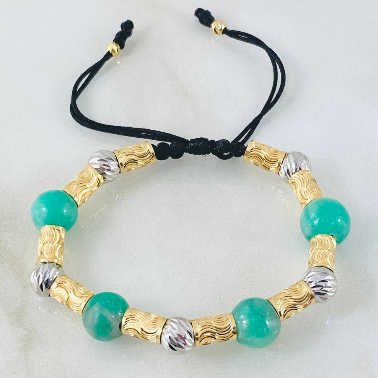Black Emerald Moon Figuerinas Bracelet 2.5gr / 1.0in / 18K Gold +0$
