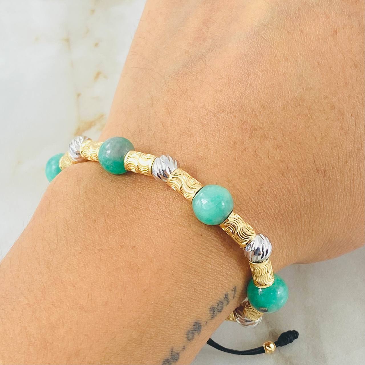 Black Emerald Moon Figuerinas Bracelet 2.5gr / 1.0in / 18K Gold +0$