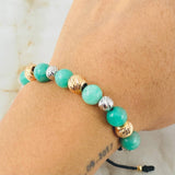 Black Emerald Bracelet Singular Spheres 2.1gr / Two Tone Yellow White 18K Gold *