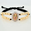 Pulsera Tejida Negra Virgen Guadalupe Tres Oros 18K