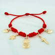 Pulsera Tejida Roja Siete Nudos Oro Amarillo 18K