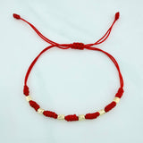 Pulsera Tejida Roja Siete Nudos Oro Amarillo 18K