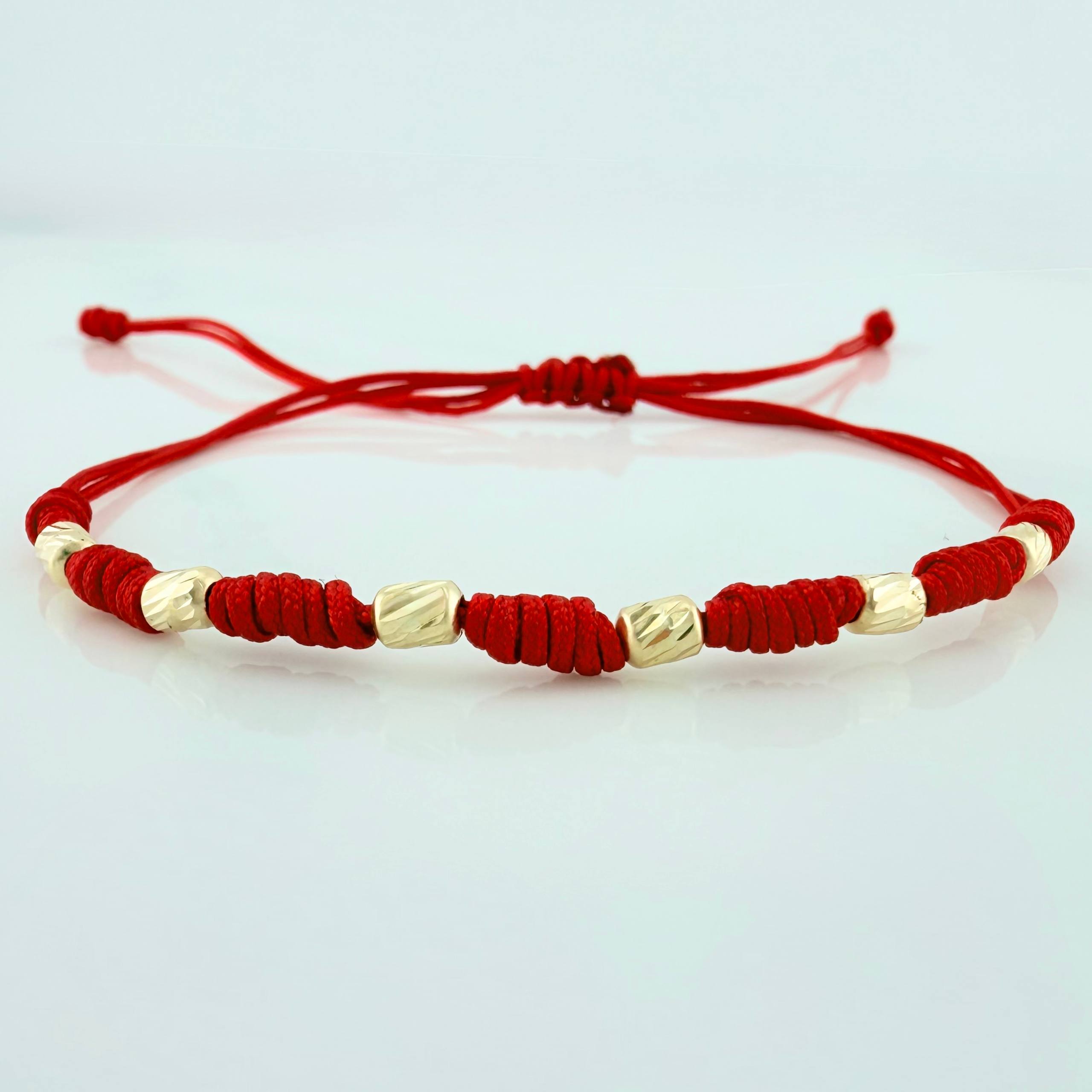 Red Woven Bracelet Seven Knots Yellow Gold 18K