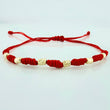 Red Woven Bracelet Seven Knots Yellow Gold 18K