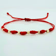 Red Woven Bracelet Seven Knots Yellow Gold 18K