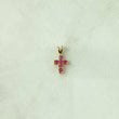 Dije Cruz  0.4gr / 1.2cm / Rubíes 12Pts Oro Amarillo 18K (Joya)