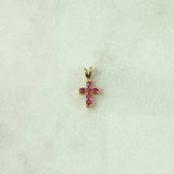 Dije Cruz  0.4gr / 1.2cm / Rubíes 12Pts Oro Amarillo 18K (Joya)