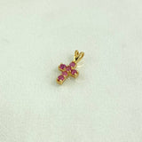 Dije Cruz  0.4gr / 1.2cm / Rubíes 12Pts Oro Amarillo 18K (Joya)