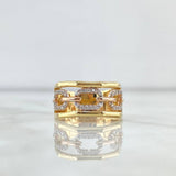 Triple Ring Horizontal Box 5.5gr / T7 1/4 / White Zircons Two 18K Yellow and Rose Golds