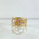 Triple Ring Horizontal Box 5.5gr / T7 1/4 / White Zircons Two 18K Yellow and Rose Golds