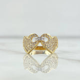Double Linked Heart Ring 3.8gr / Size 6 3/4 / White Zircons 18K Yellow Gold