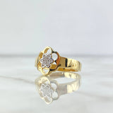 Double Flower Ring 4.25gr / Size 7 1/2 / White Zircons 18K Yellow Gold