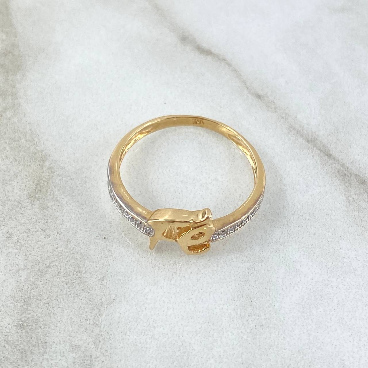 Ring Fe 2.15gr / T6 3/4 / White Zircons 18K Yellow Gold