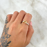 Ring Fe 2.15gr / T6 3/4 / White Zircons 18K Yellow Gold