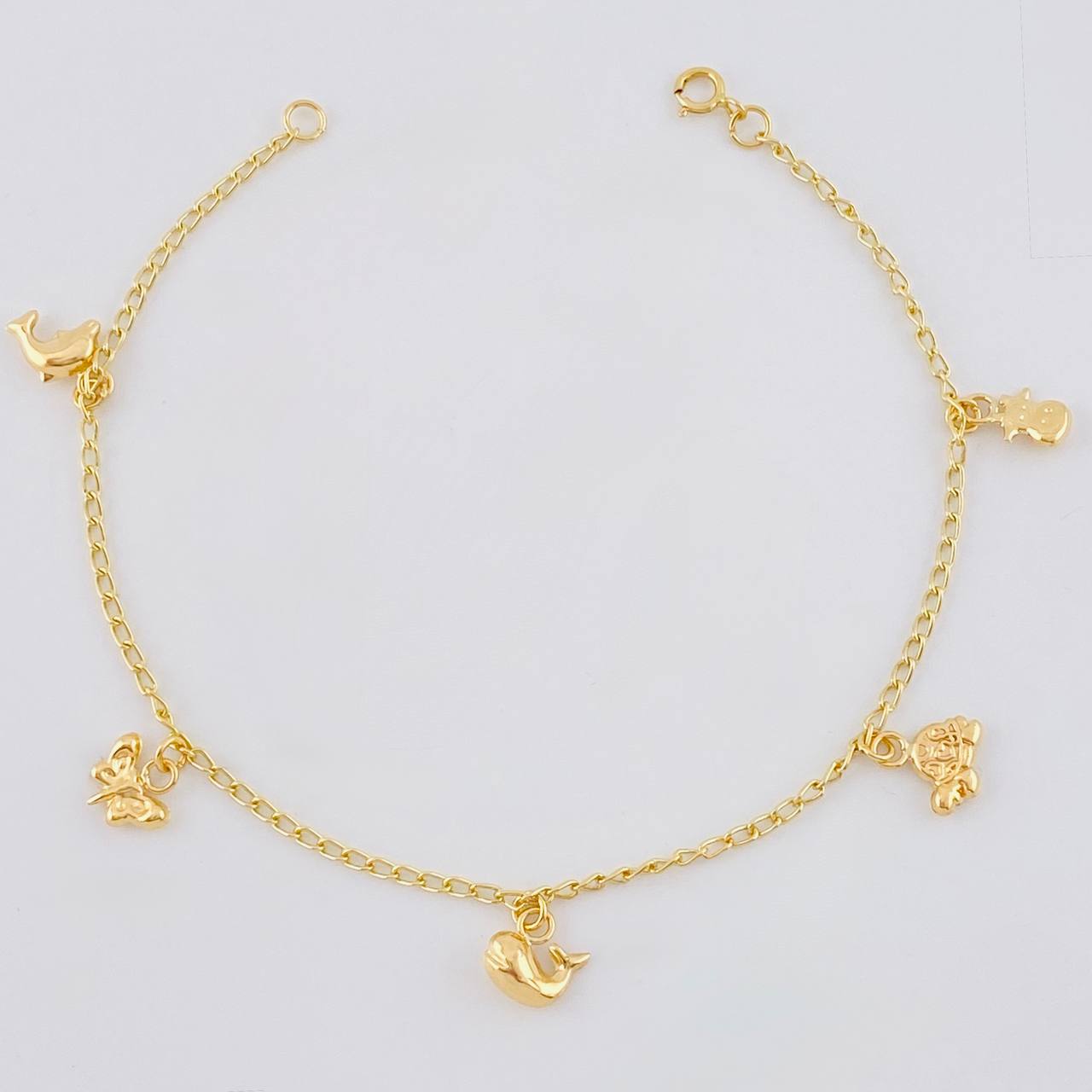 Pulso Espiga Dijes Animales 2.6 g / 7 1/2 in / 1.6 mm Oro Amarillo 18K