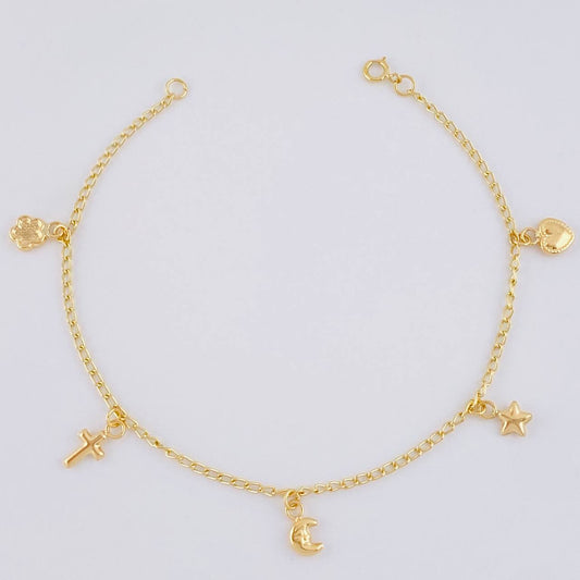 Pulso Espiga Dijes 2.35 g / 7 1/2 in / 1.6 mm Oro Amarillo 18K