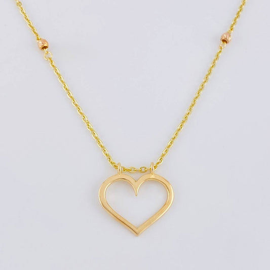 Cadena Aro Seguido Silueta Corazón 3.8 g / 17 in / 1.55 mm Dos Oros Amarillo Rosa 18K