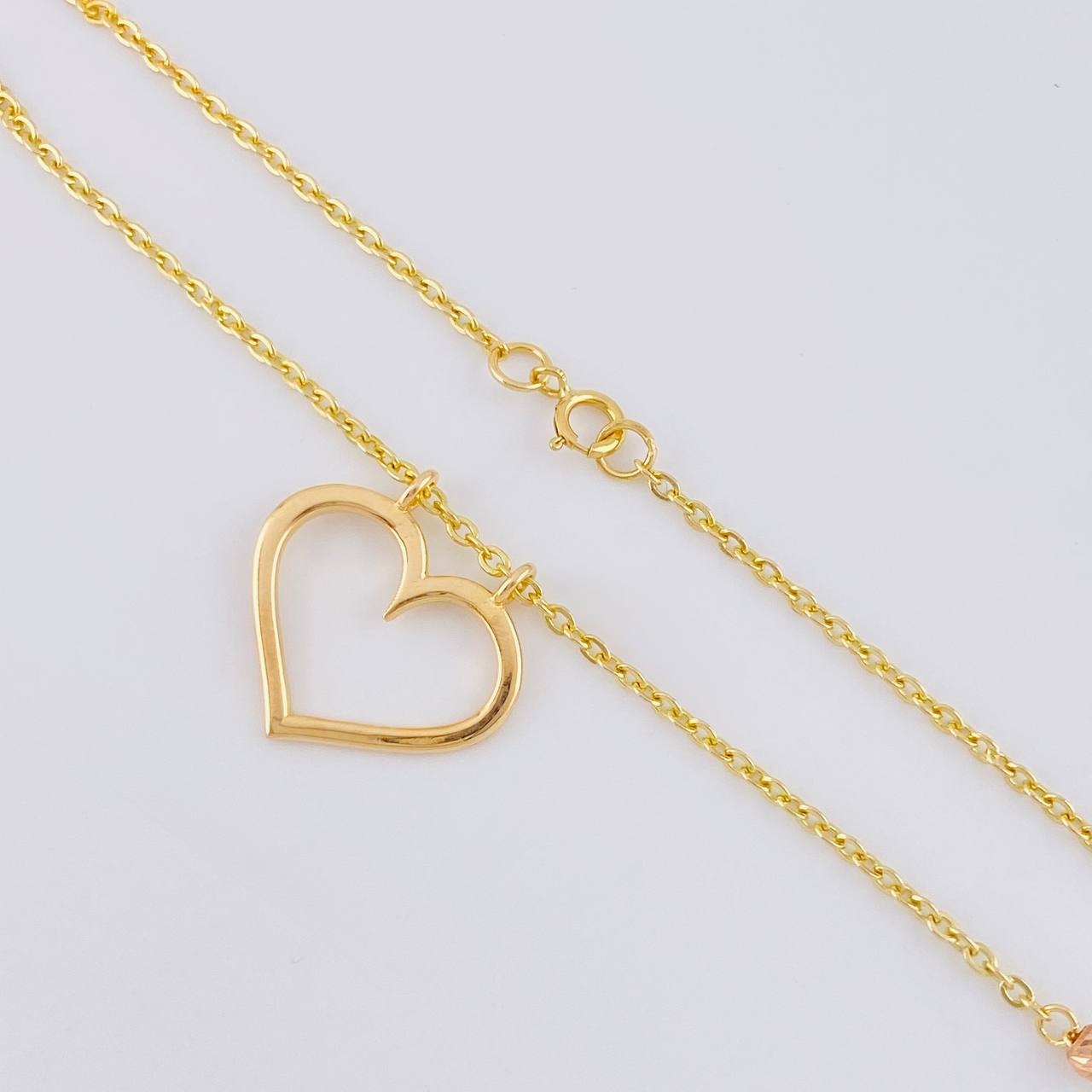 Cadena Aro Seguido Silueta Corazón 3.8 g / 17 in / 1.55 mm Dos Oros Amarillo Rosa 18K