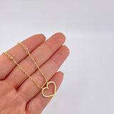 Cadena Aro Seguido Silueta Corazón 3.8 g / 17 in / 1.55 mm Dos Oros Amarillo Rosa 18K