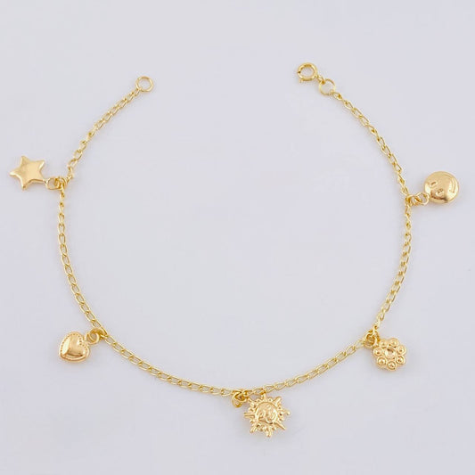 Pulso Espiga Dijes 2.75 g / 7 1/2 in / 1.6 mm Oro Amarillo 18K