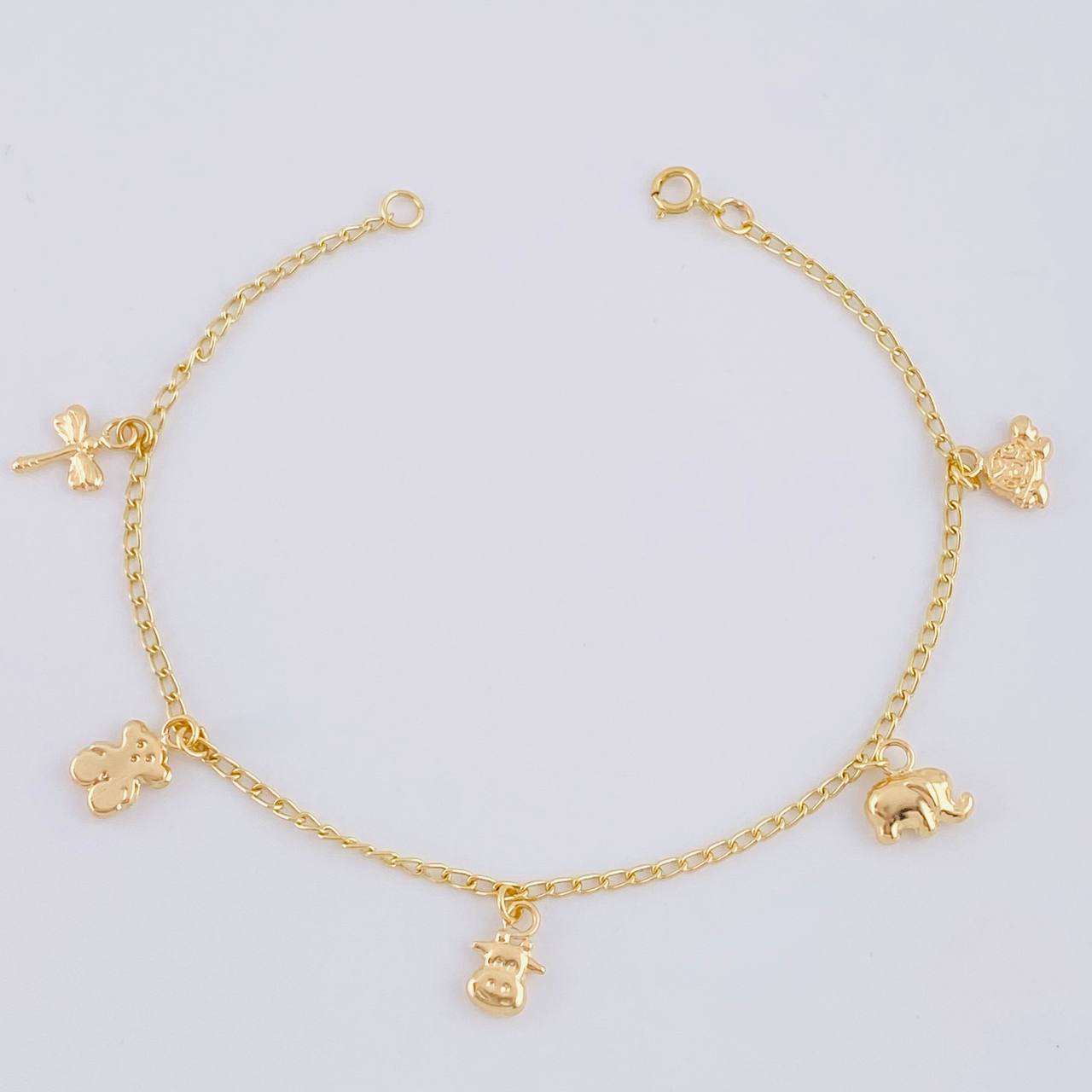 Bracelet Espiga Pendants Animals 2.55 g / 7 in / 1.6 mm Yellow Gold 18K