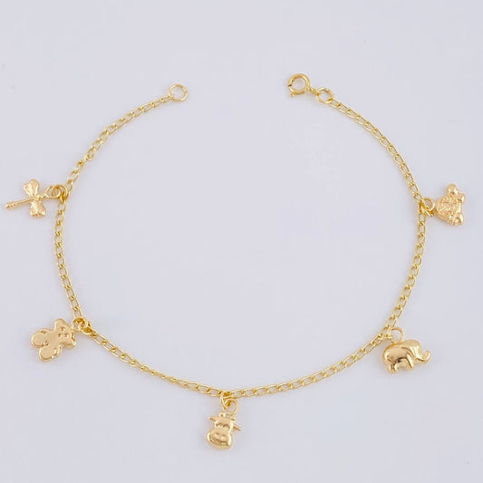 Pulso Espiga Dijes Animales 2.55 g / 7 in / 1.6 mm Oro Amarillo 18K