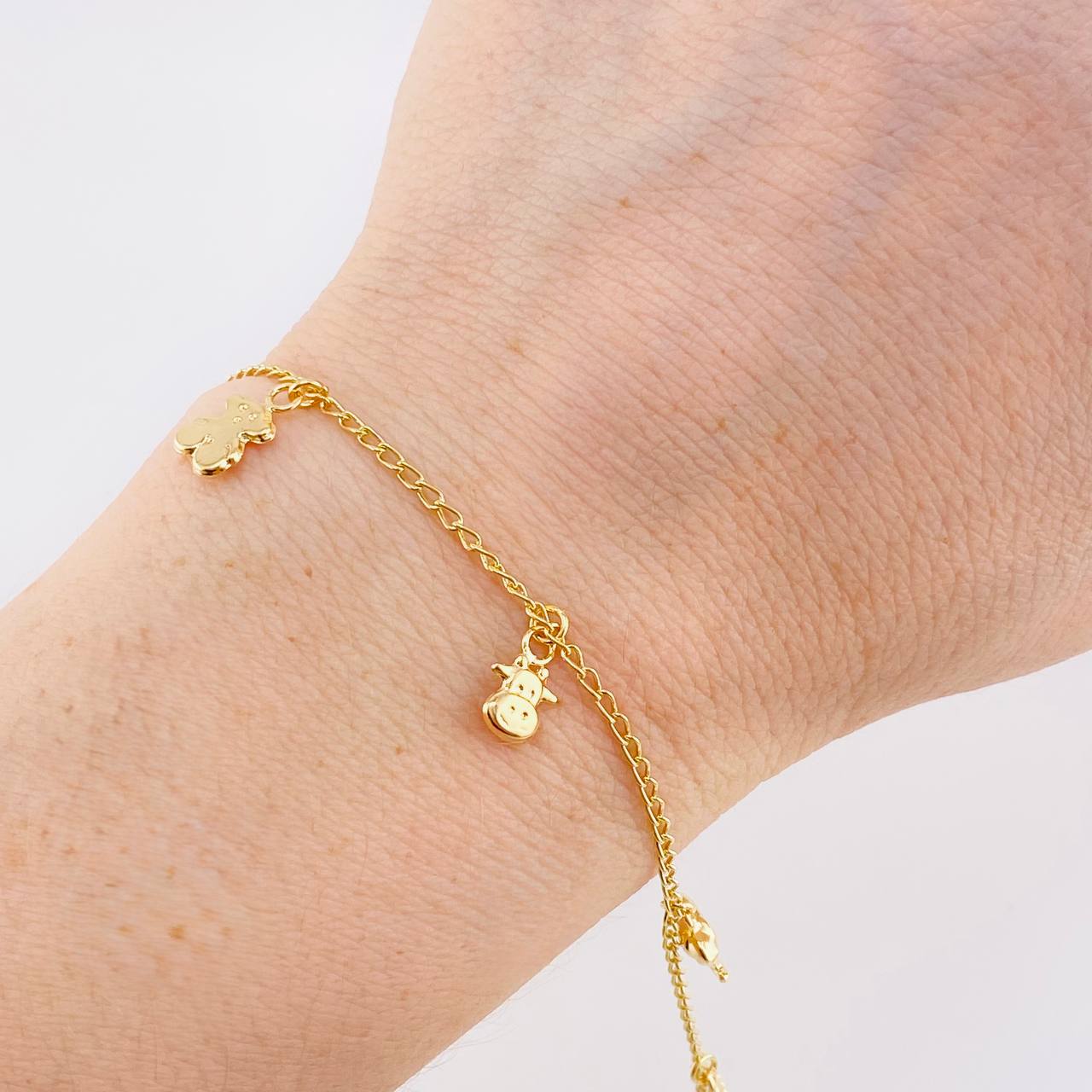 Bracelet Espiga Pendants Animals 2.55 g / 7 in / 1.6 mm Yellow Gold 18K
