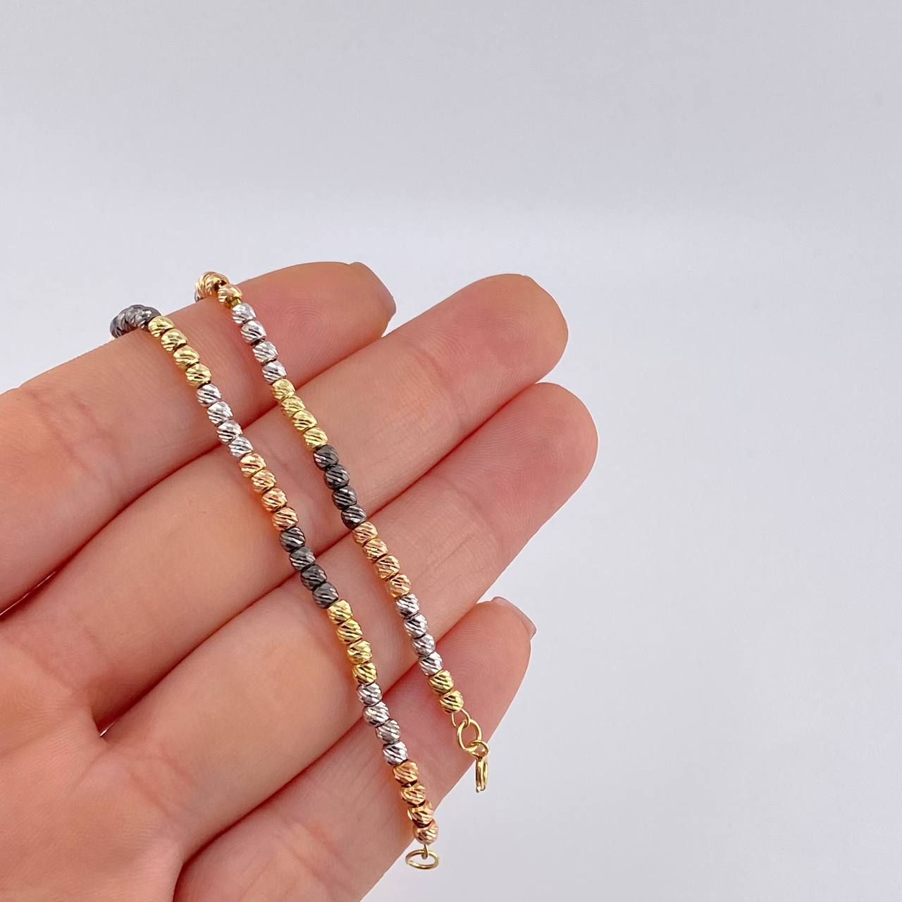 Pulso Tipo Militar Diamantado 3.45 g / 7 1/2 in / 3 mm Tres Oros 18K