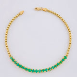 Pulso Tenis Veneciano Esmeralda 6,30 Qts 5.25 g / 7 1/2 in / 2.4 mm Oro Amarillo 18K