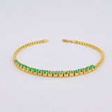 Pulso Tenis Veneciano Esmeralda 6,30 Qts 5.25 g / 7 1/2 in / 2.4 mm Oro Amarillo 18K
