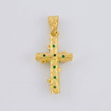 Dije Cruz Tronco Esmeralda 70Pts 1.4 g / 1 in Oro Amarillo 18K