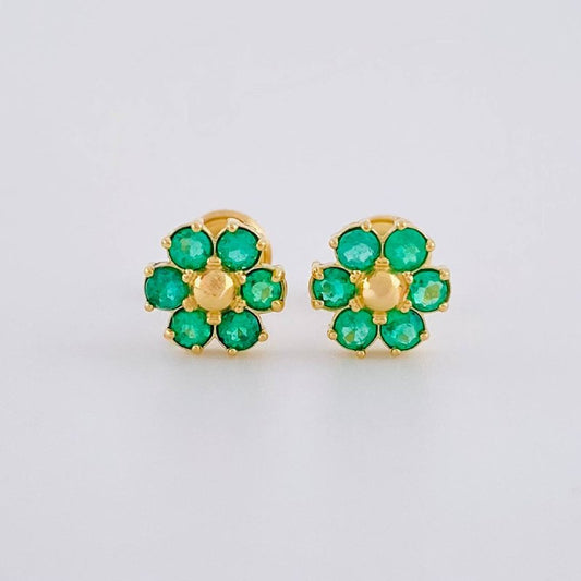 Topos Flor Esmeralda 40Pts 1.4 g / in / 7 mm Oro Amarillo 18K